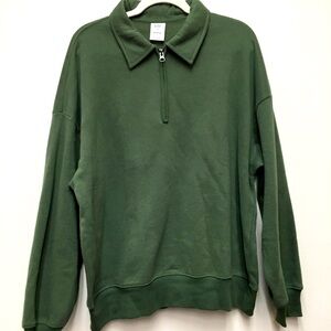 Gap Vintage 1/4 Zip Fleece Sweatshirt Medium Green Oversized Super Soft Casual